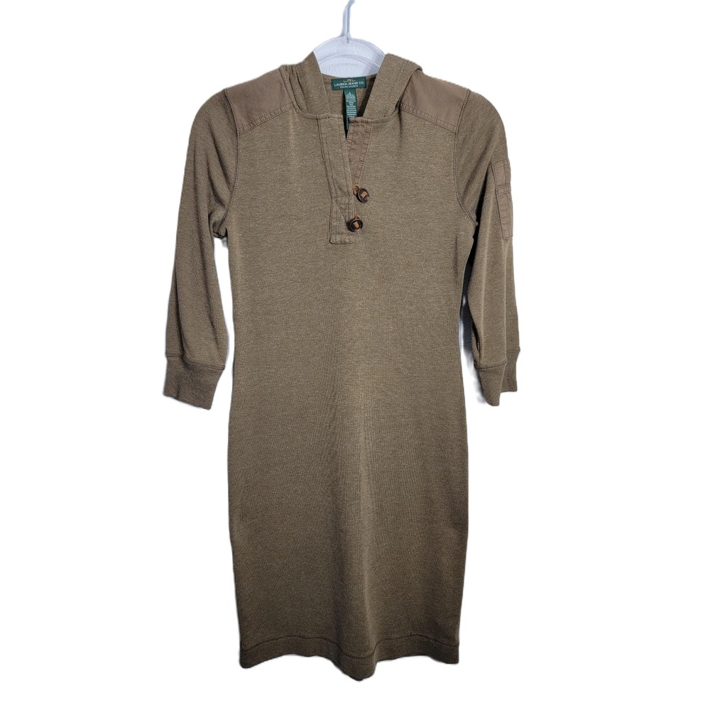 Lauren Jeans Co Ralph Lauren Women S Hooded Henley Dress Brown Utility‎ Knit